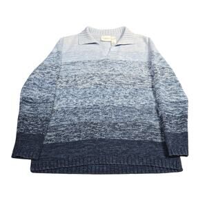 Liz Claiborne Sweater Womens Medium Blue Ombre Knit Pullover Lizwear Jeans